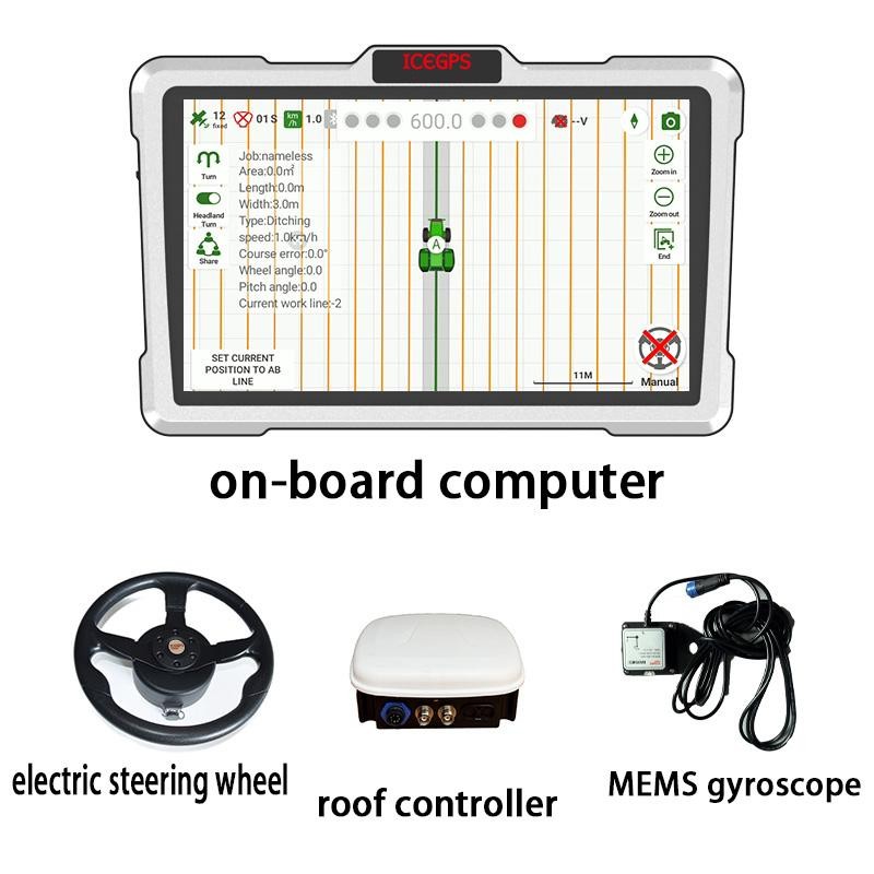 ICEGPS auto steering system: on-board computer, electric steering wheel, roof controller and MEMS gyroscope
