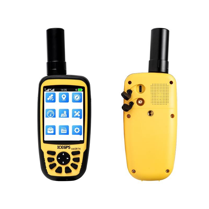 ICEGPS RTK660 handheld RTK receiver, front and back