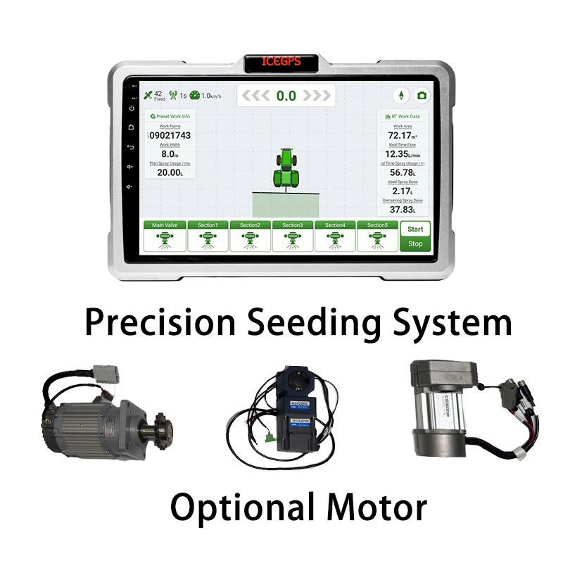 ICEGPS precision seeding system display with optional drive motors