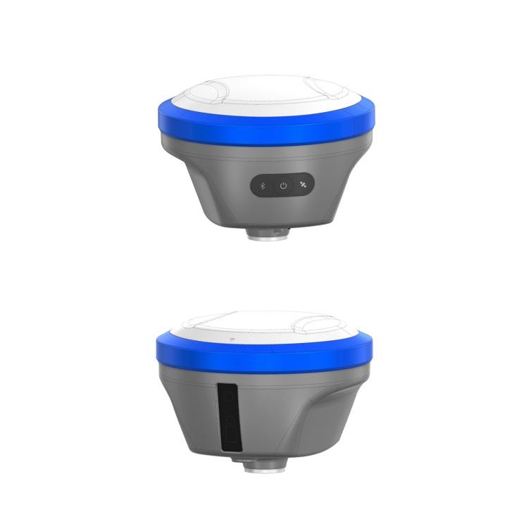 ICEGPS A Series RTK survey receiver, front and side views