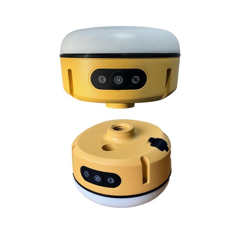 ICEGPS M Series RTK survey receiver, front and bottom views
